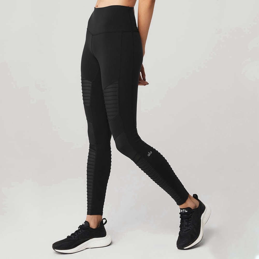 ALO Yoga Black Ribbed High-Waist Leggings